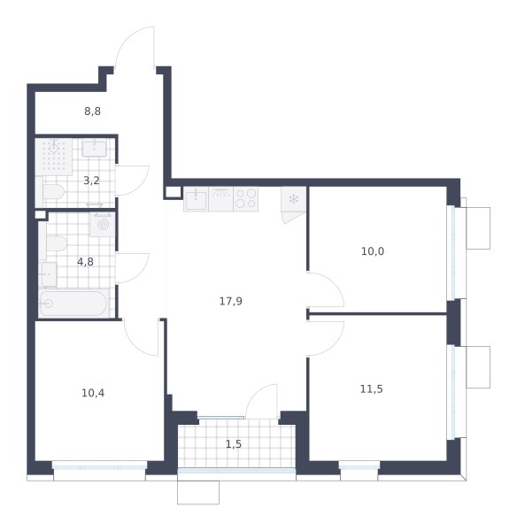 Планировка 68.1 м²