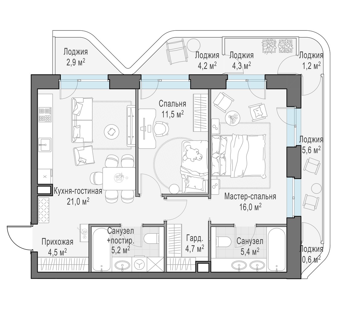Планировка 78.4 м²