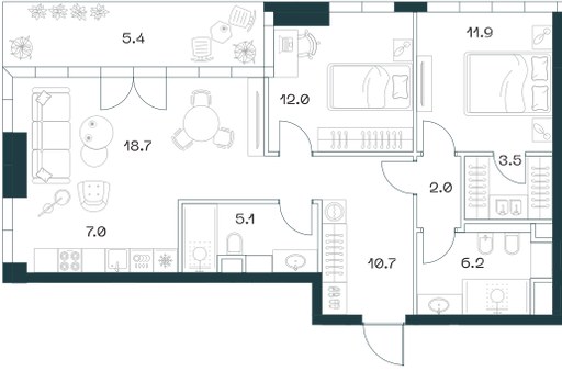 Планировка 82.5 м²
