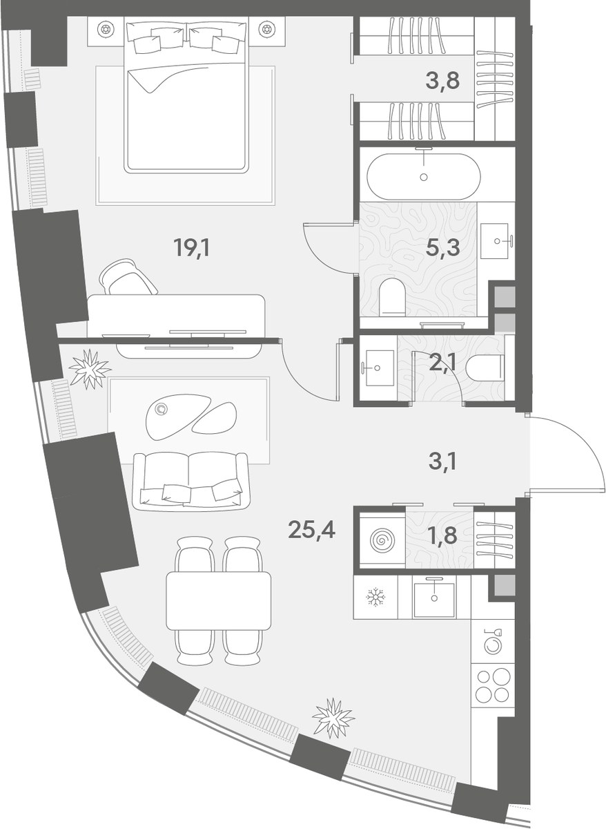 Планировка 60.6 м²