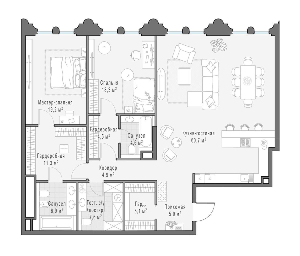 Планировка 146.8 м²