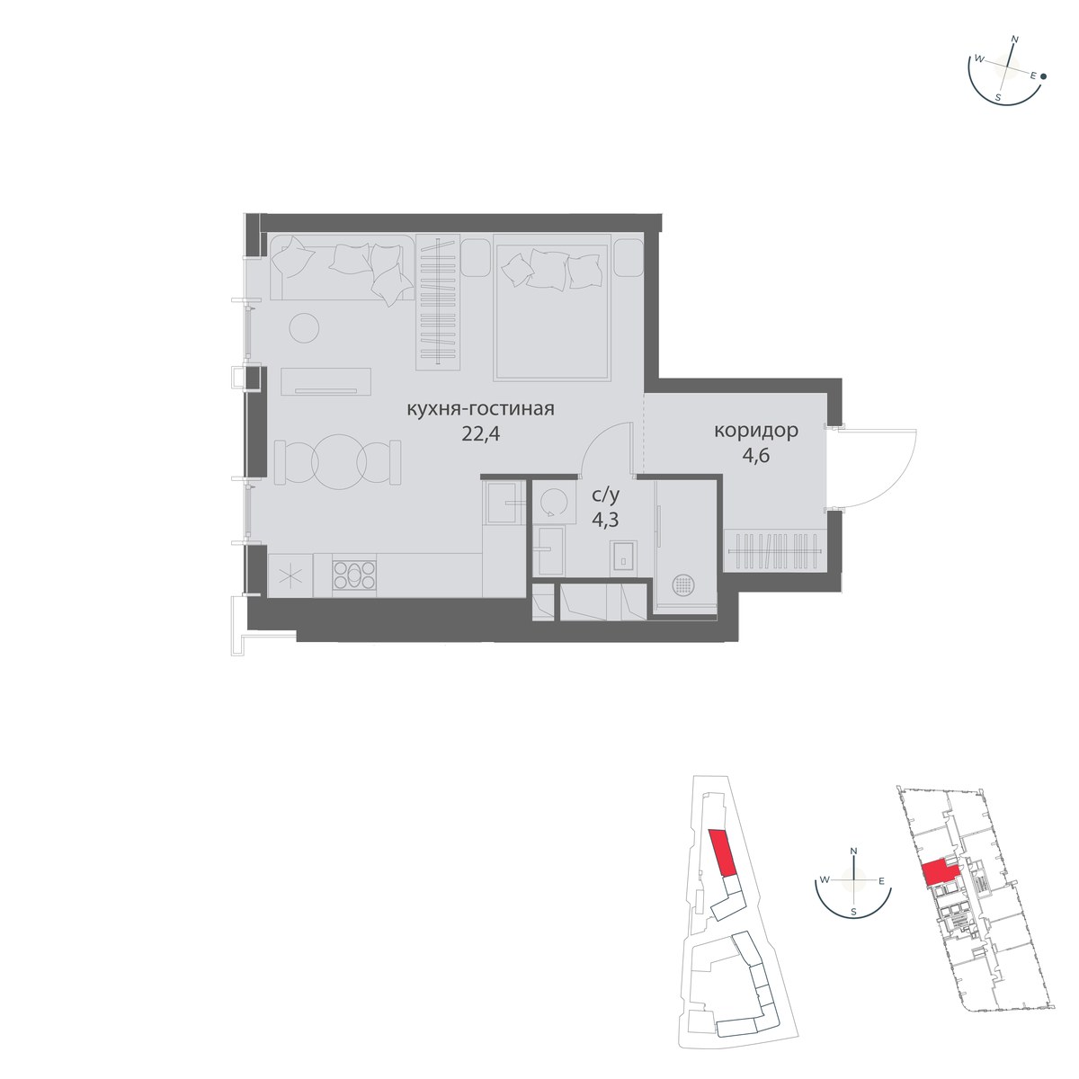 Планировка 31.3 м²