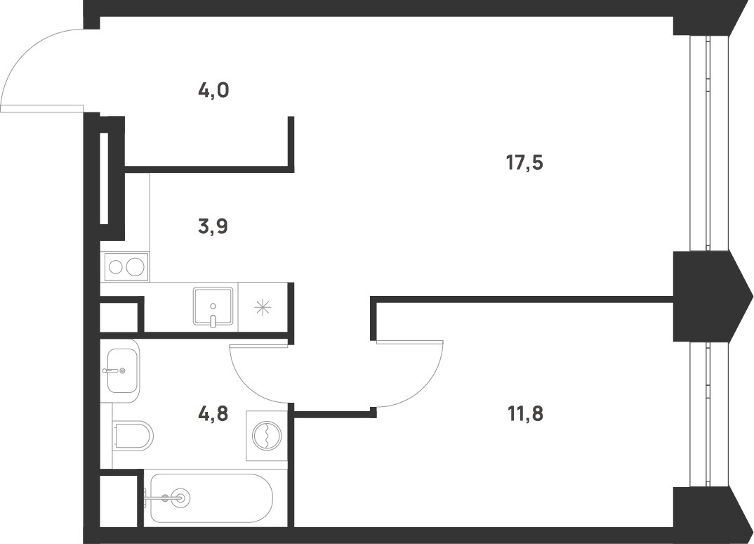 Планировка 42.0 м²