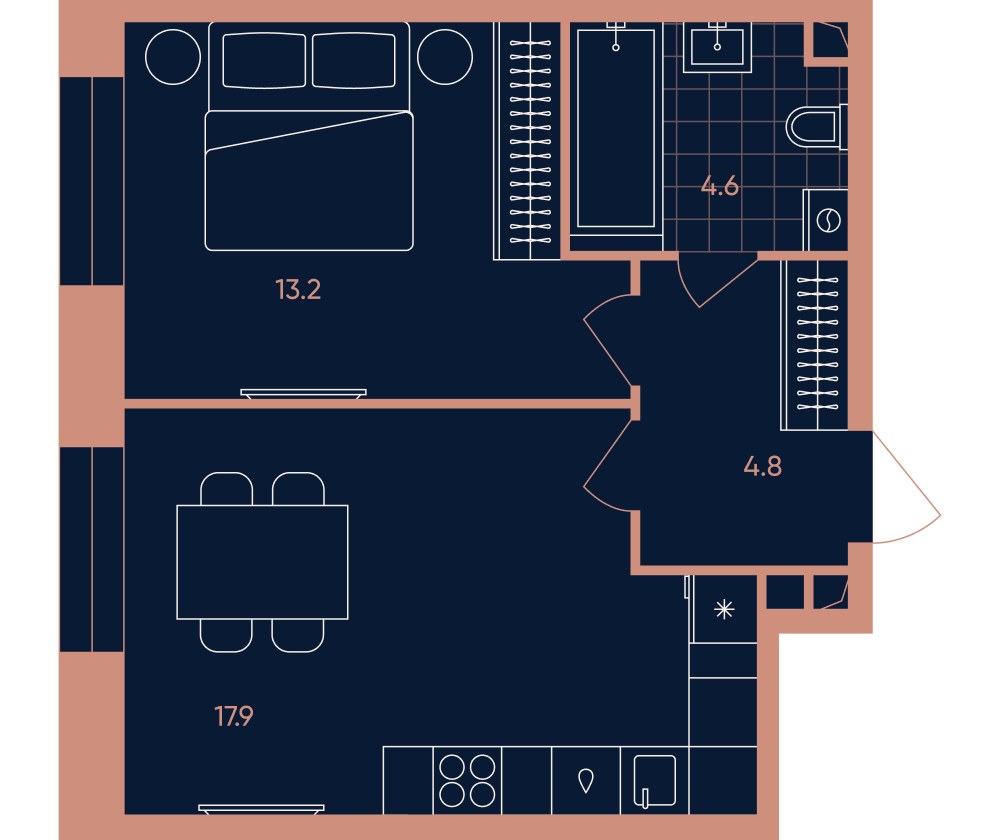 Планировка 40.6 м²