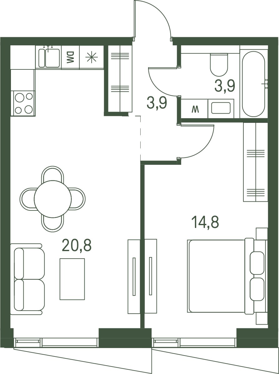 Планировка 43.4 м²