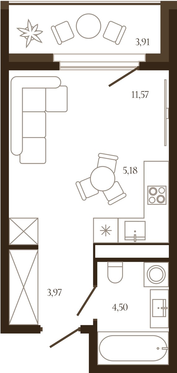 Планировка 27.18 м²
