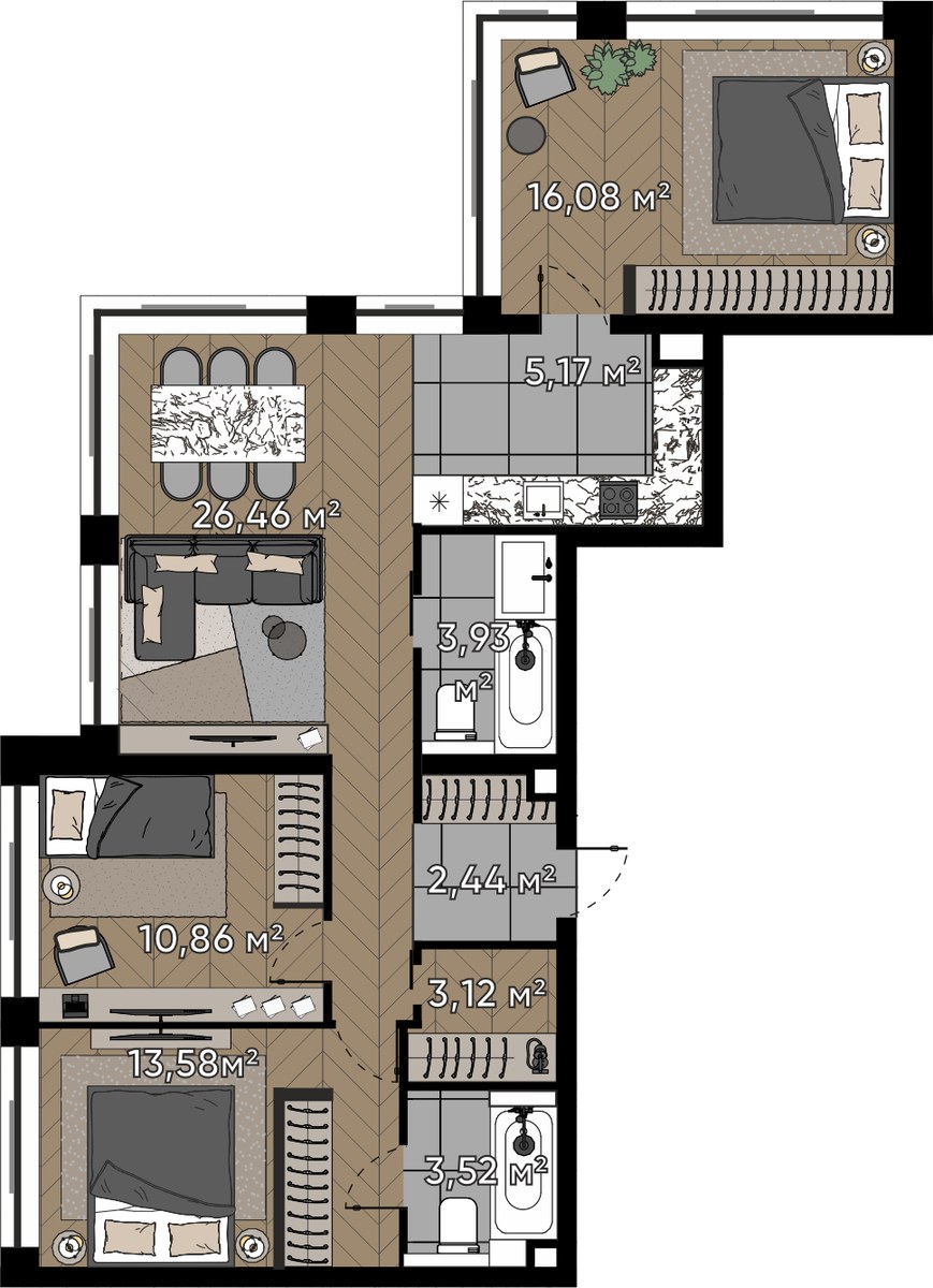 Планировка 85.16 м²