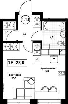 Планировка 28.8 м²