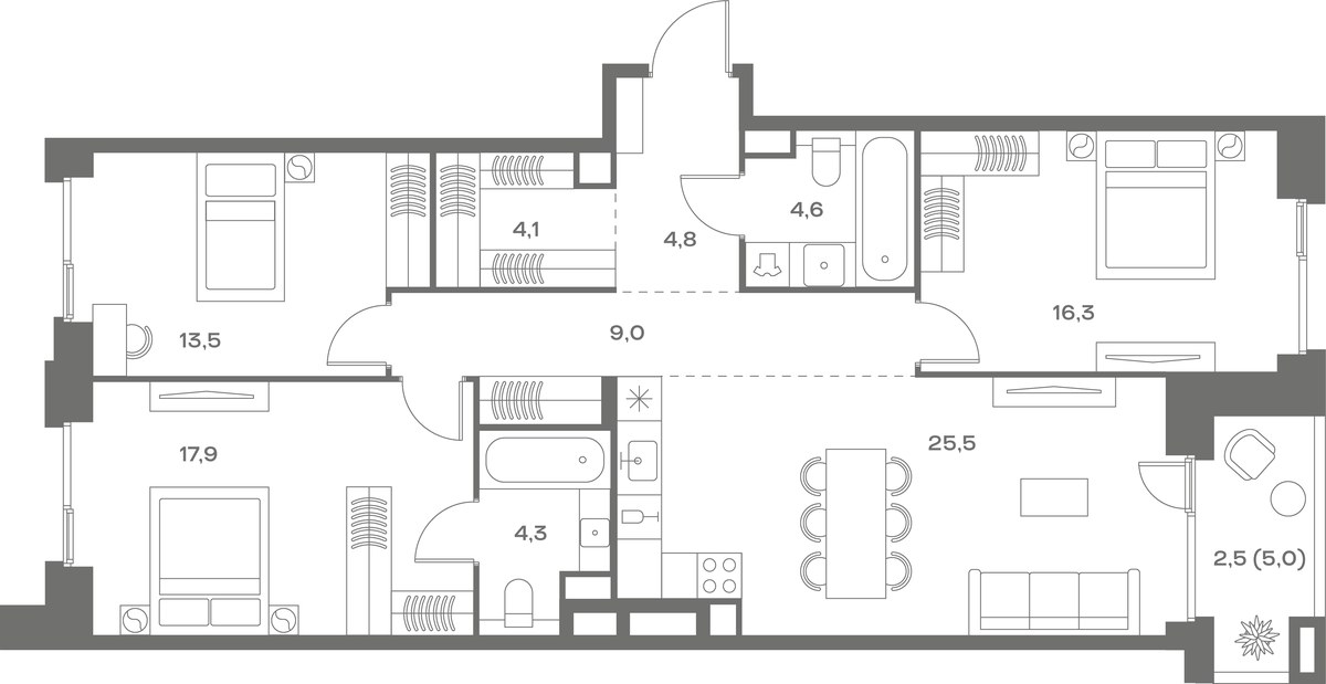 Планировка 102.5 м²