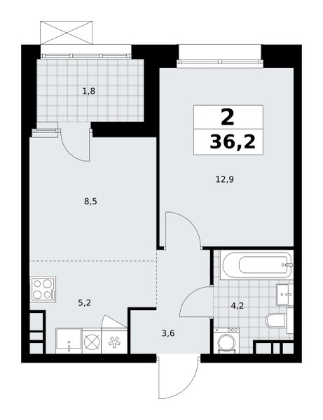 Планировка 35.9 м²