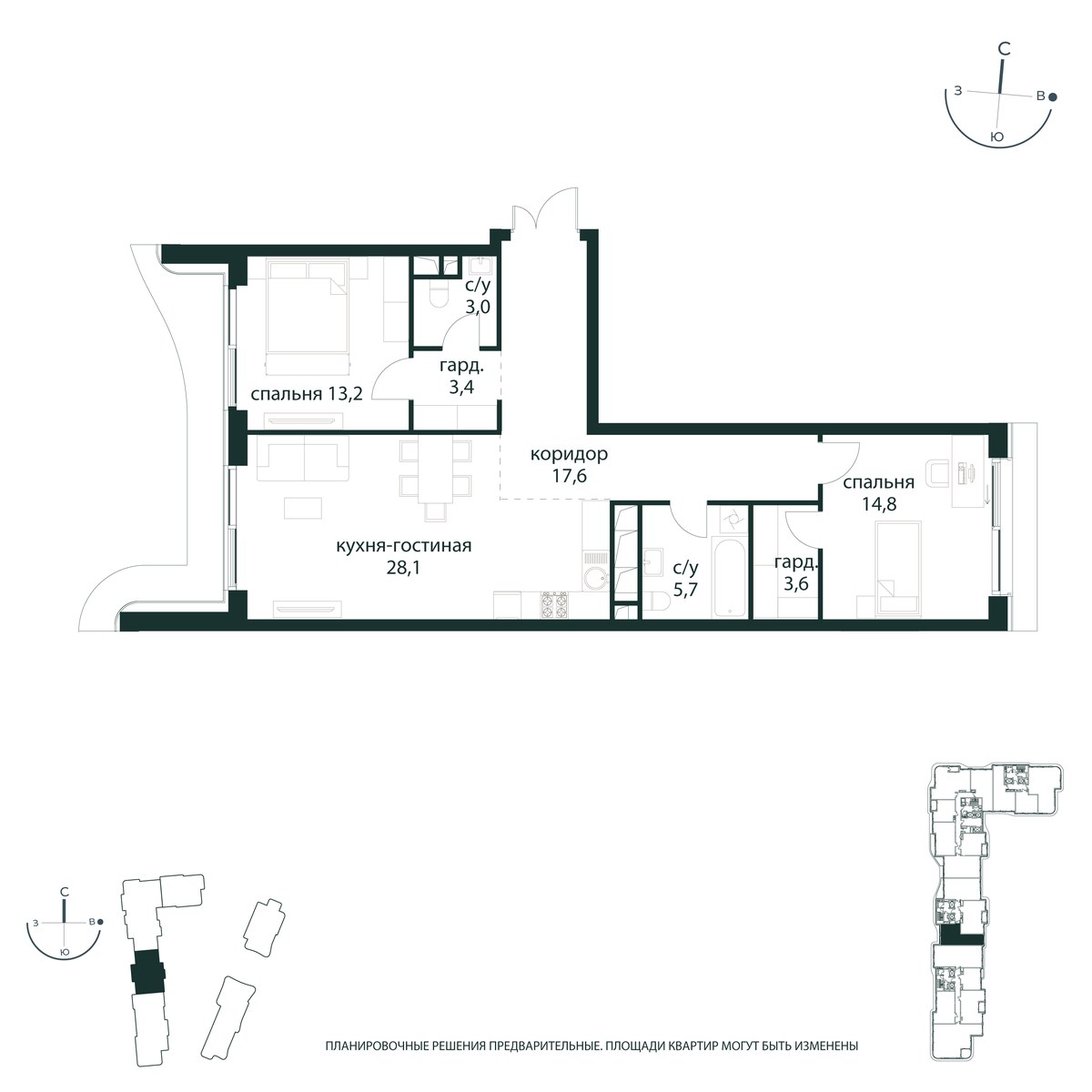 Планировка 89.4 м²