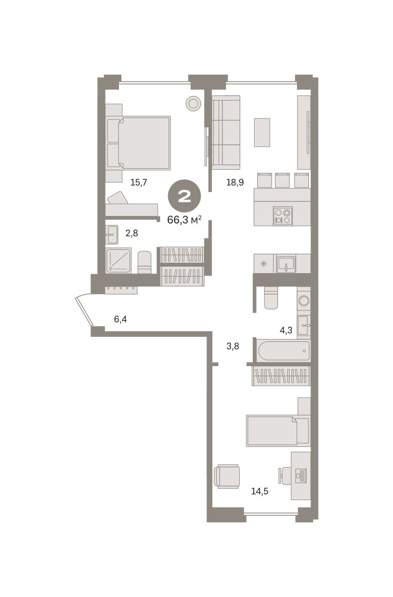 Планировка 66.26 м²
