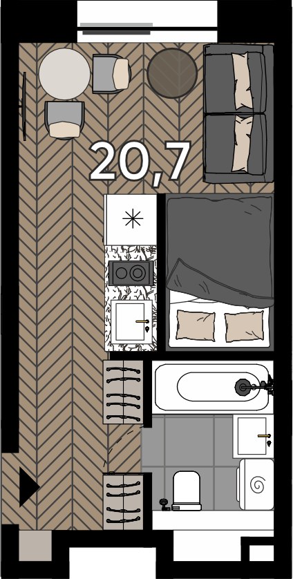 Планировка 20.7 м²