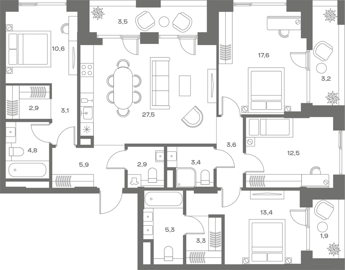 Планировка 130.4 м²