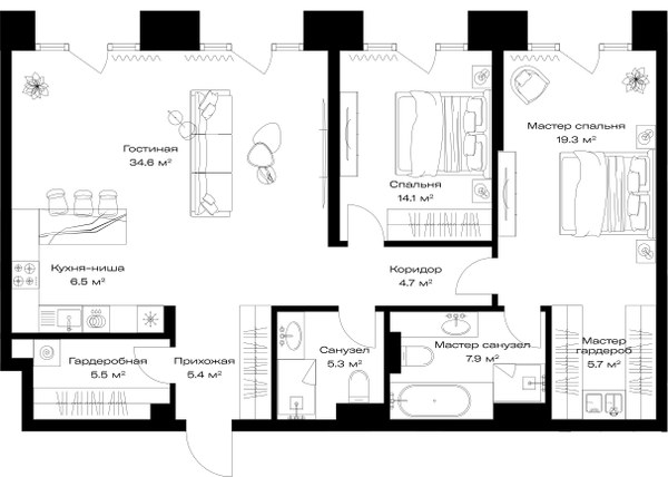 Планировка 109.0 м²