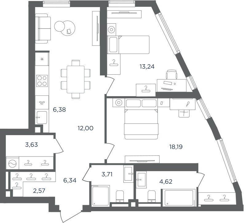 Планировка 70.68 м²