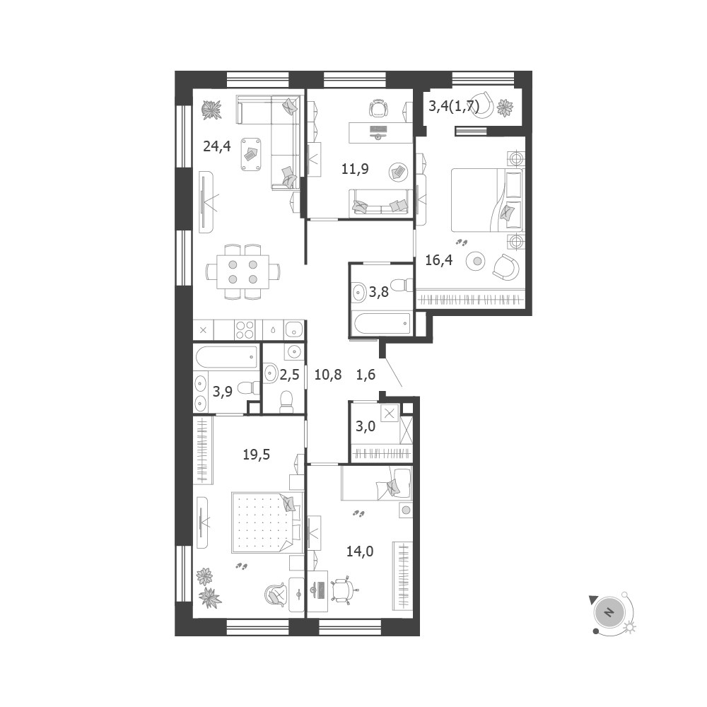 Планировка 113.5 м²