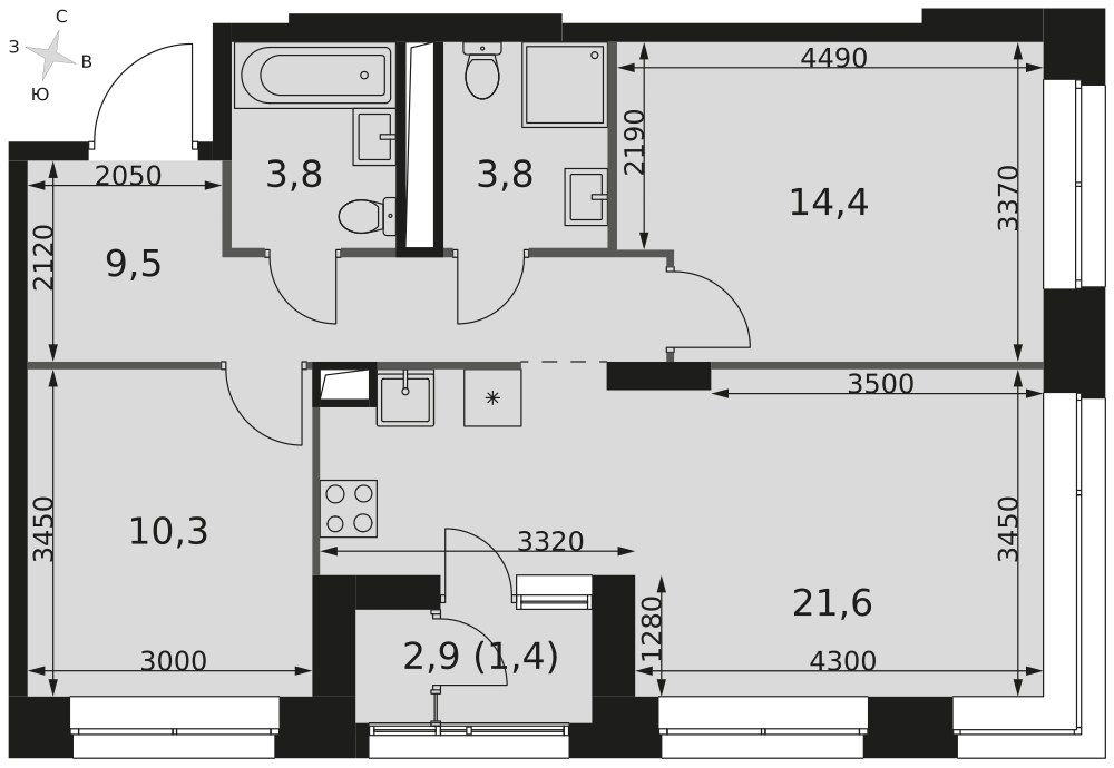 Планировка 64.8 м²