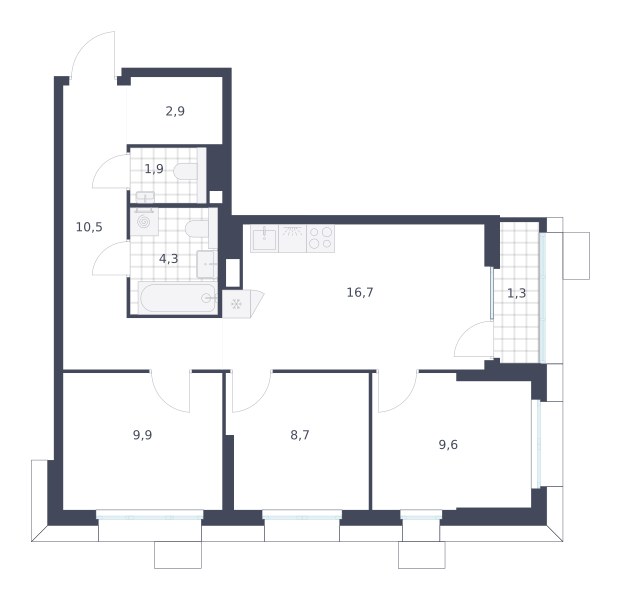 Планировка 65.8 м²