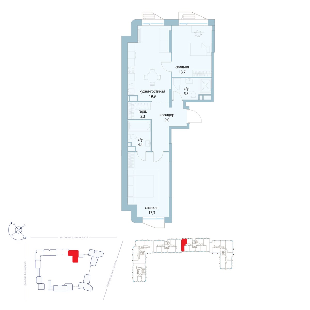Планировка 71.9 м²