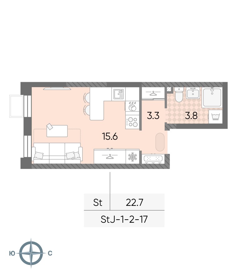 Планировка 22.7 м²