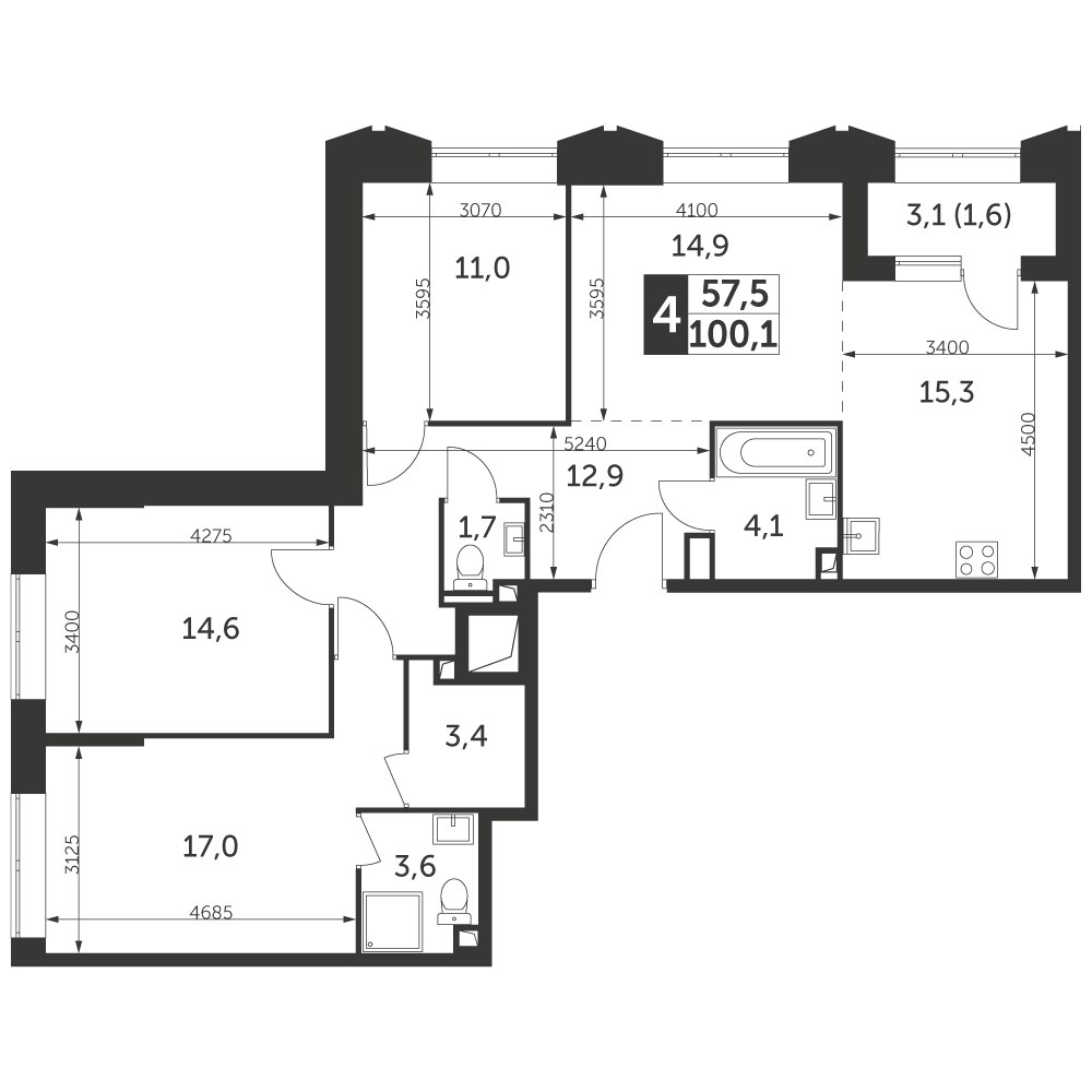 Планировка 100.1 м²