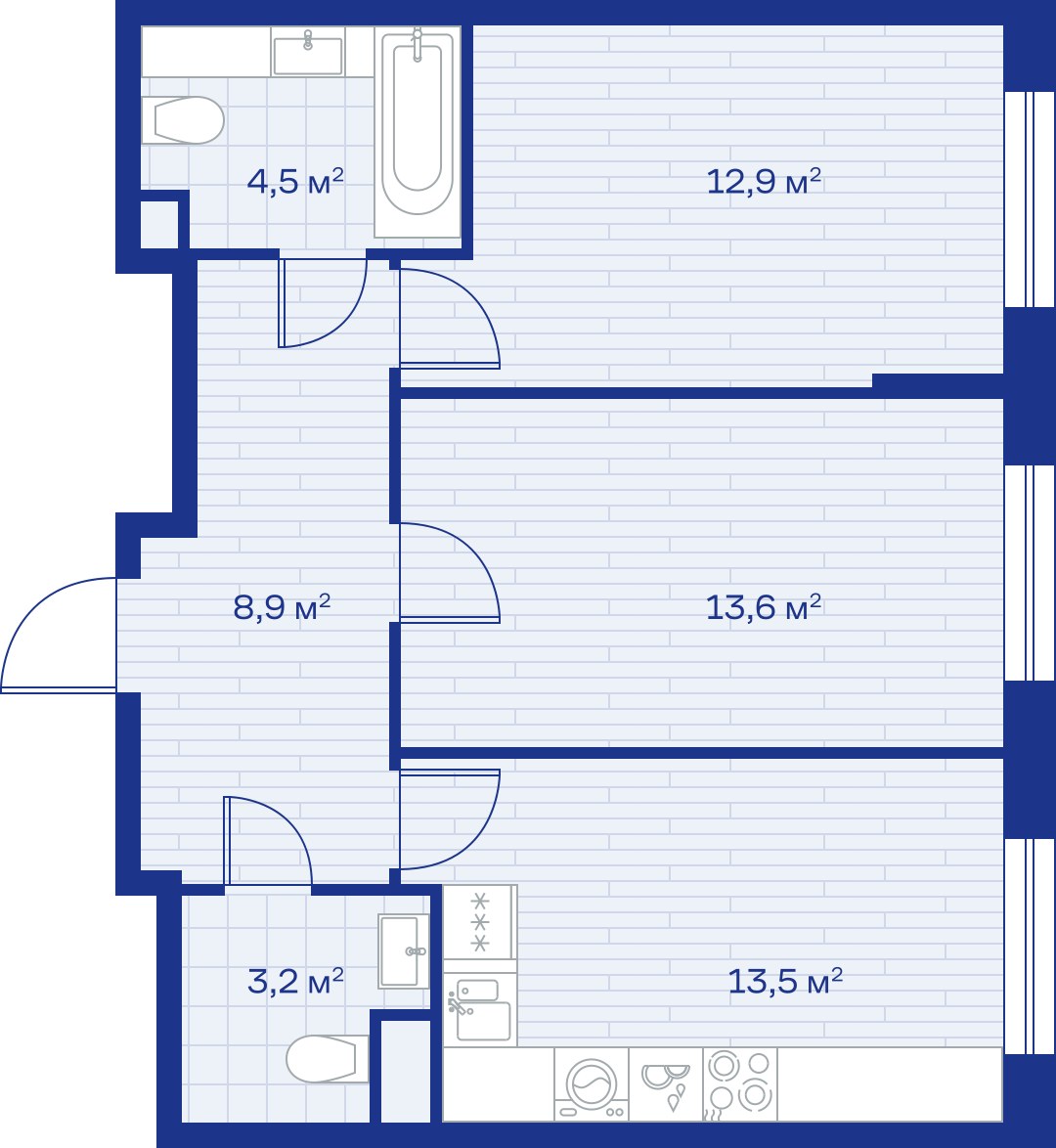 Планировка 57.0 м²
