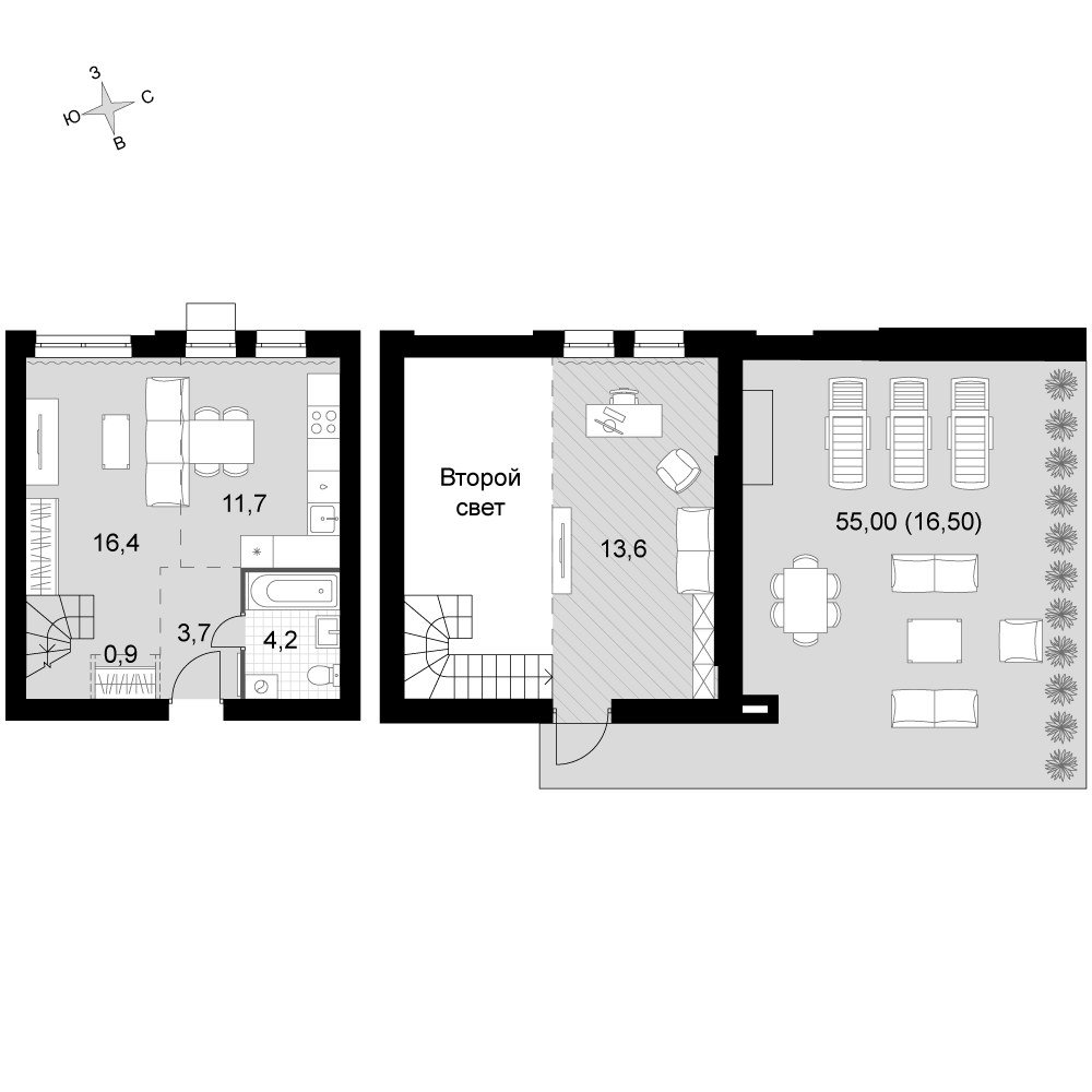 Планировка 67.0 м²