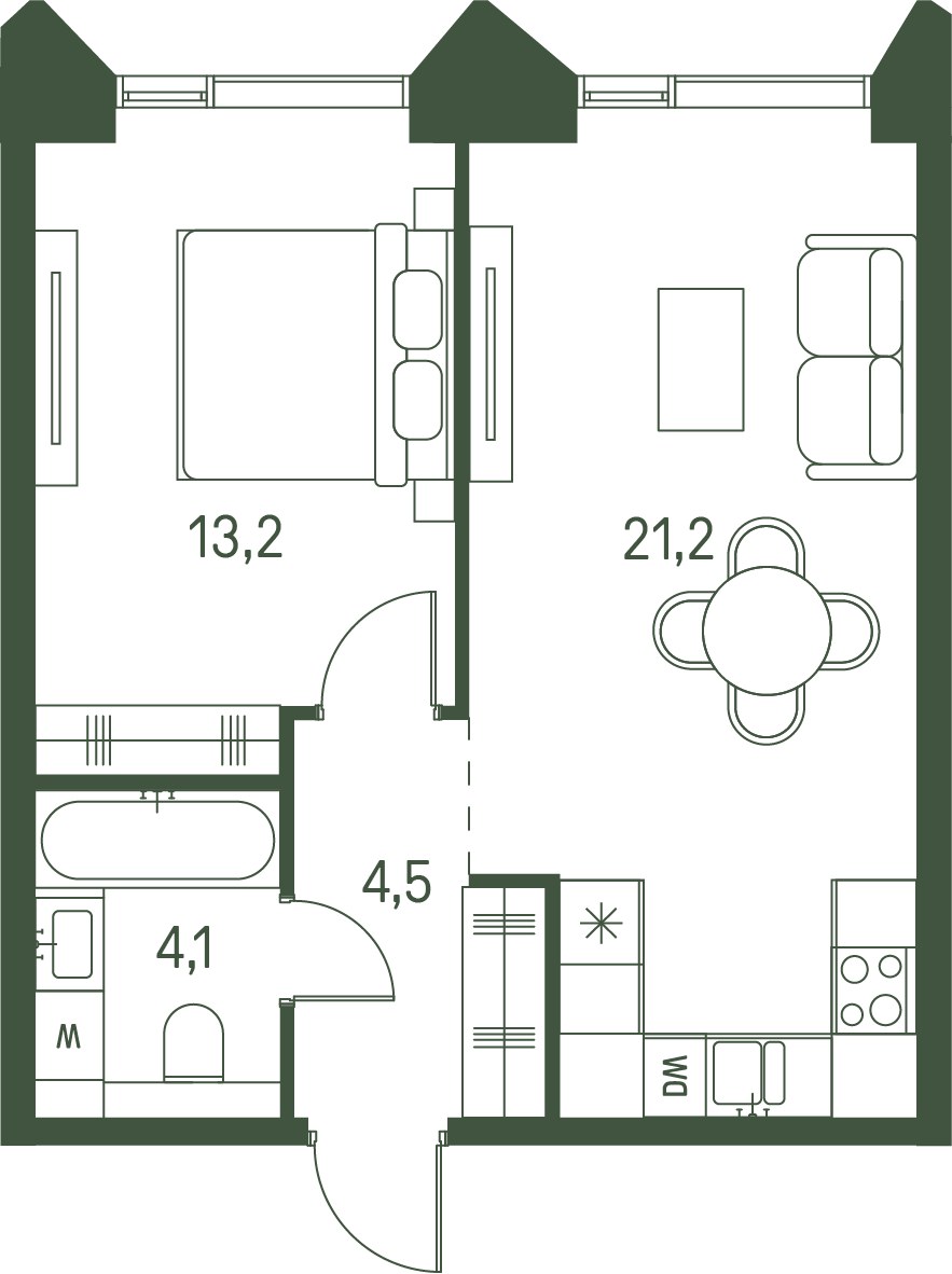 Планировка 43.0 м²
