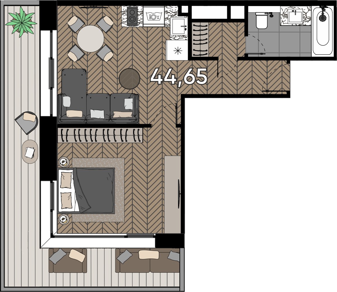 Планировка 51.9 м²
