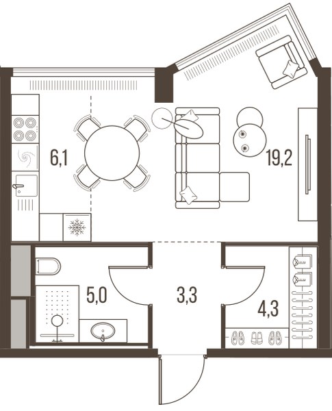Планировка 37.9 м²