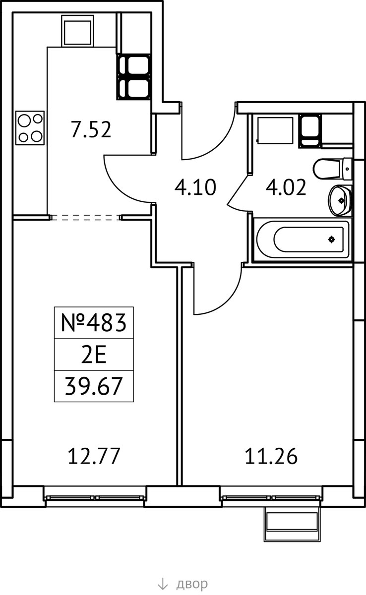 Планировка 39.67 м²