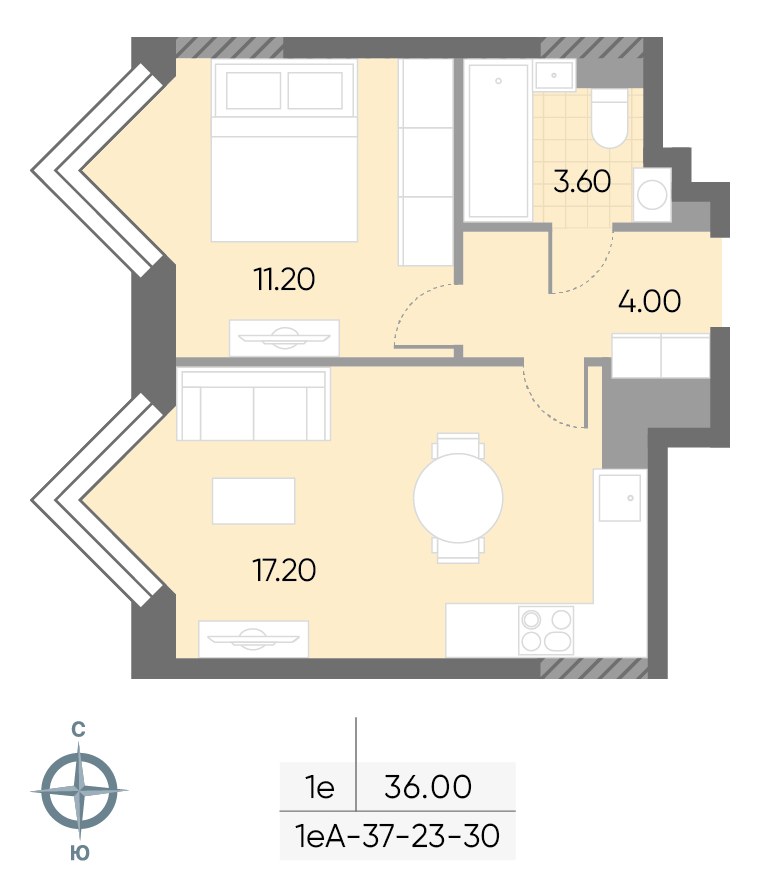 Планировка 36.0 м²