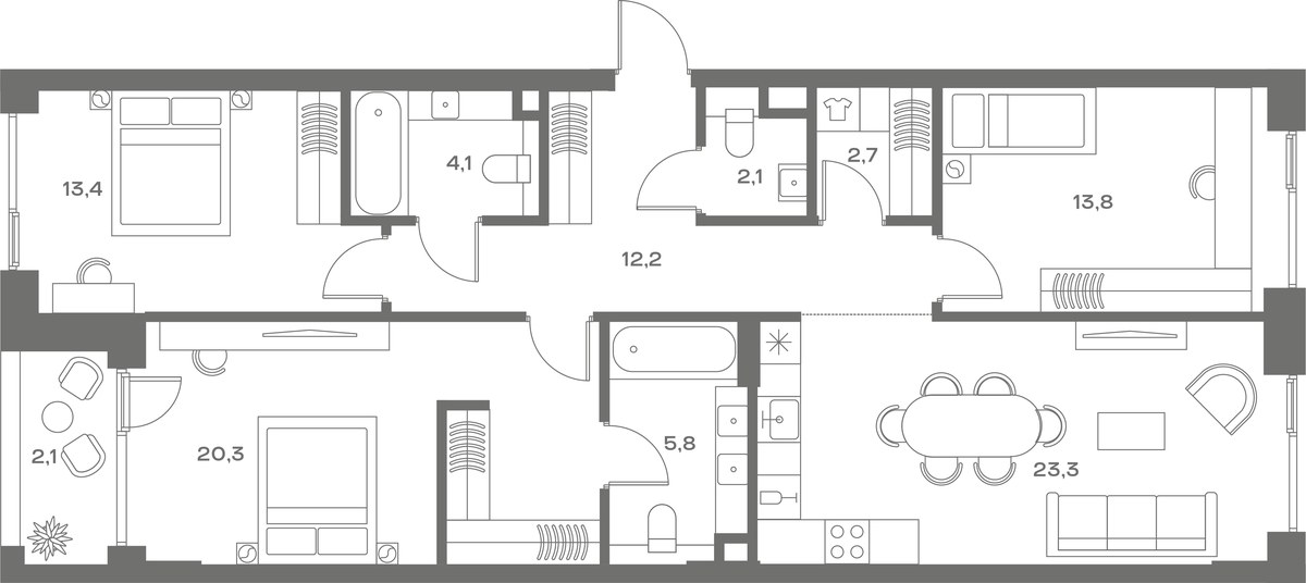 Планировка 104.1 м²