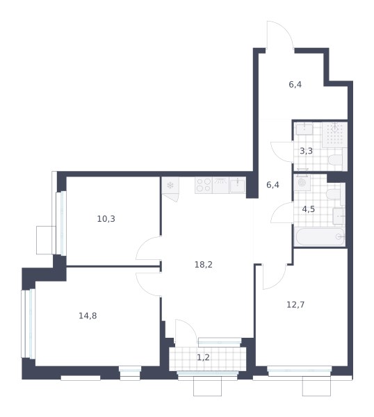 Планировка 77.8 м²