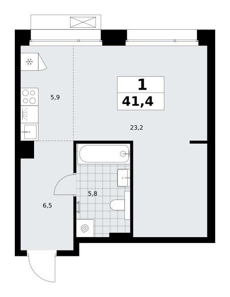 Планировка 41.4 м²