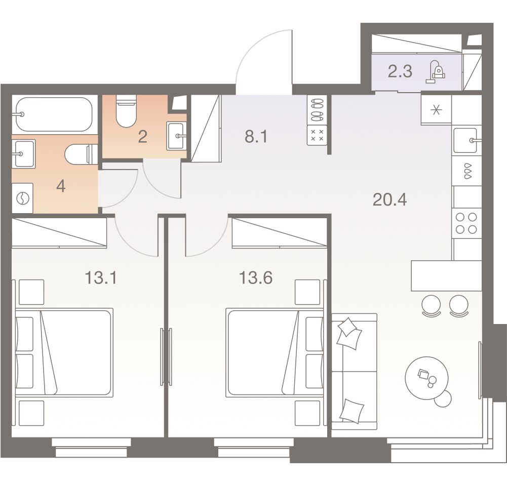 Планировка 63.4 м²