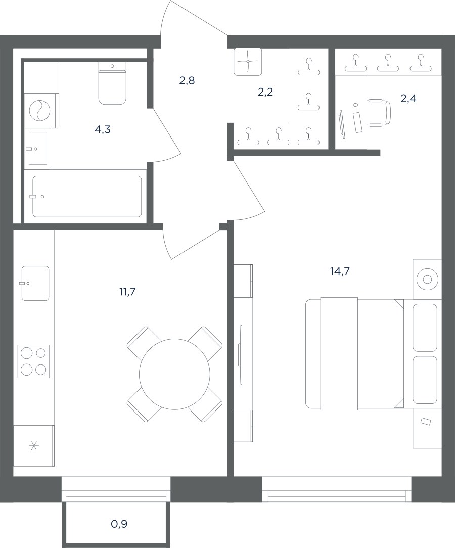 Планировка 38.4 м²