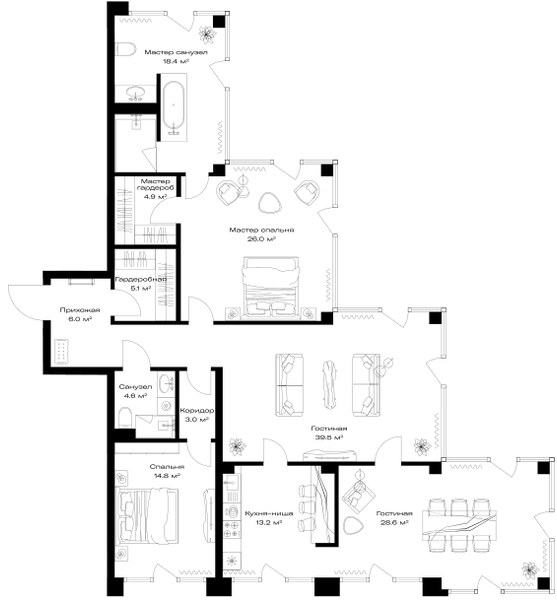 Планировка 164.1 м²