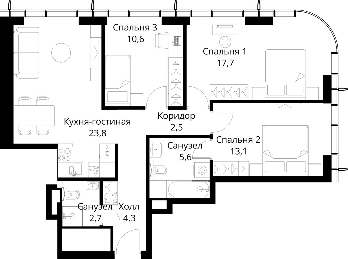 Планировка 80.3 м²