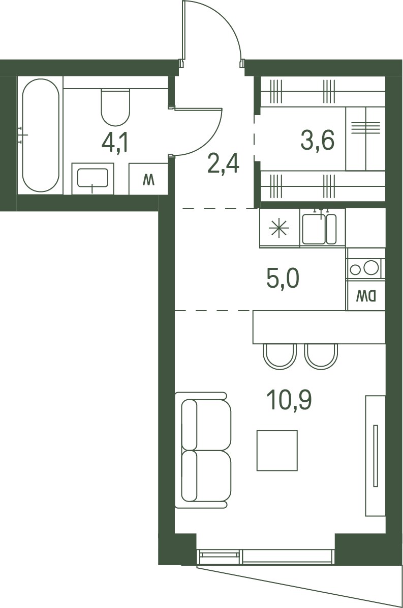 Планировка 26.0 м²