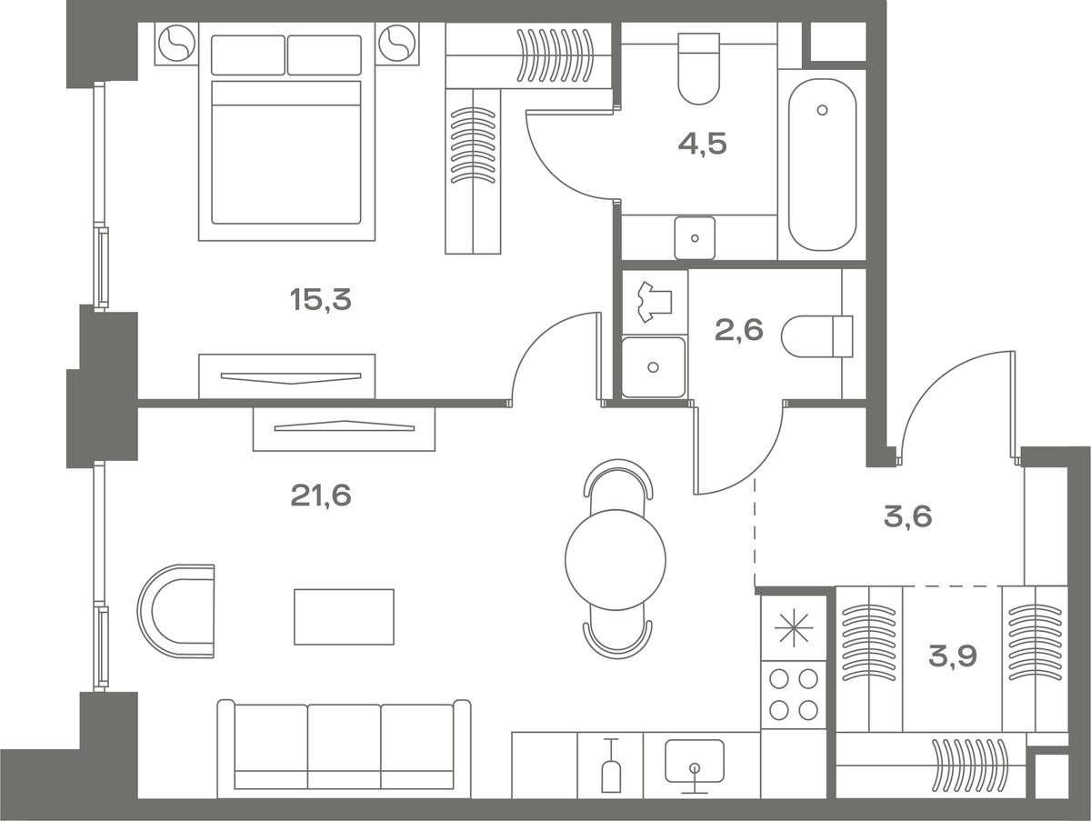 Планировка 51.5 м²