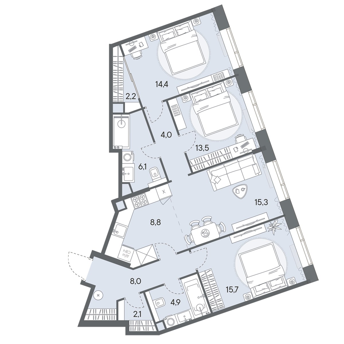 Планировка 95.0 м²