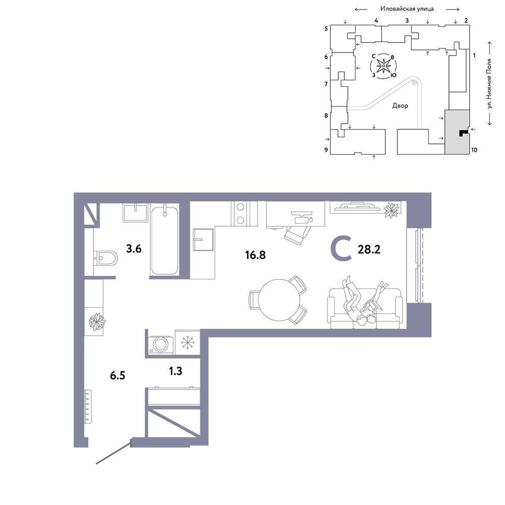 Планировка 28.2 м²