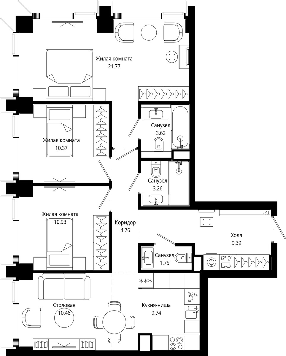 Планировка 85.9 м²