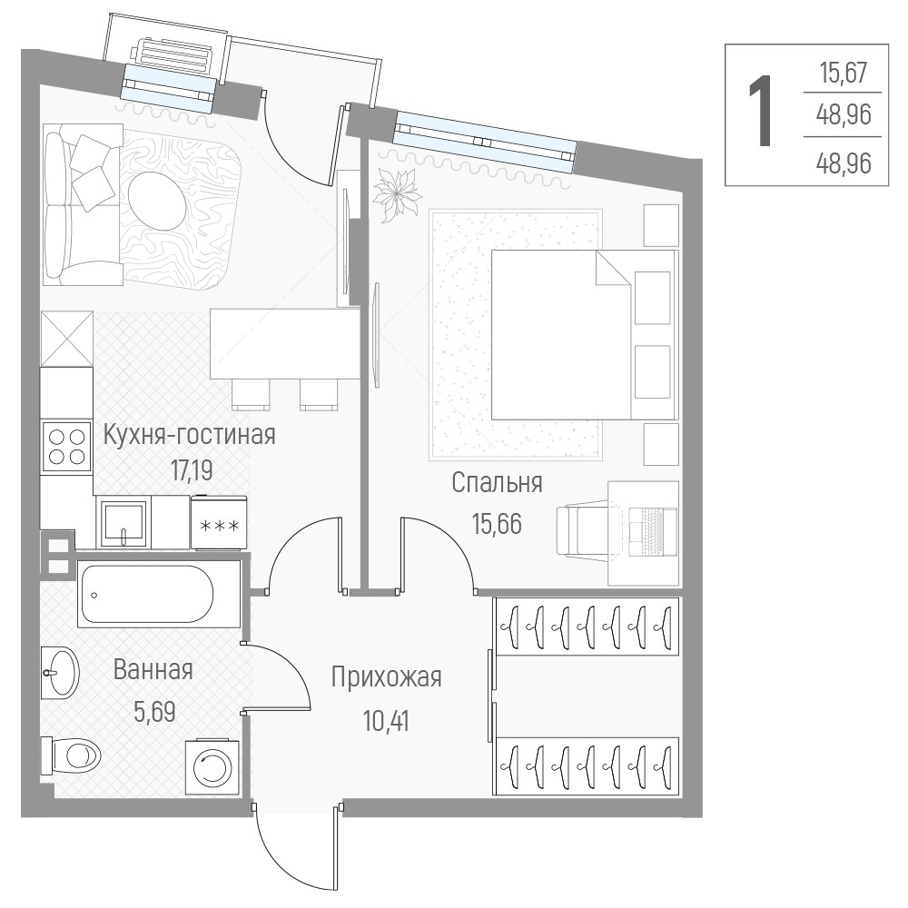 Планировка 49.0 м²