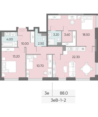 Планировка 88.0 м²