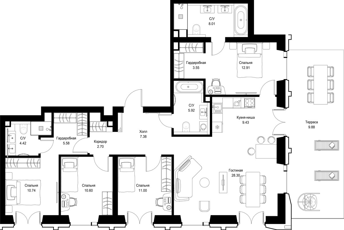 Планировка 132.19 м²