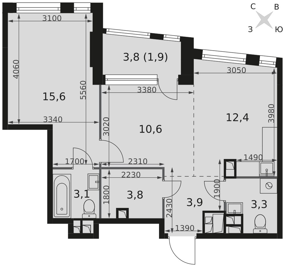 Планировка 54.6 м²