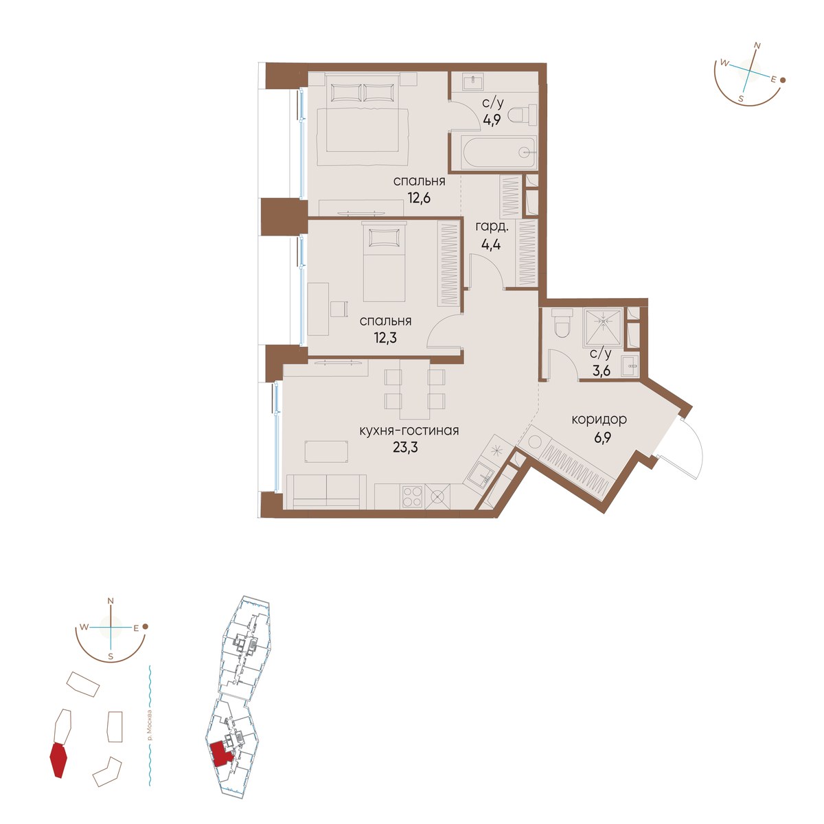 Планировка 68.0 м²